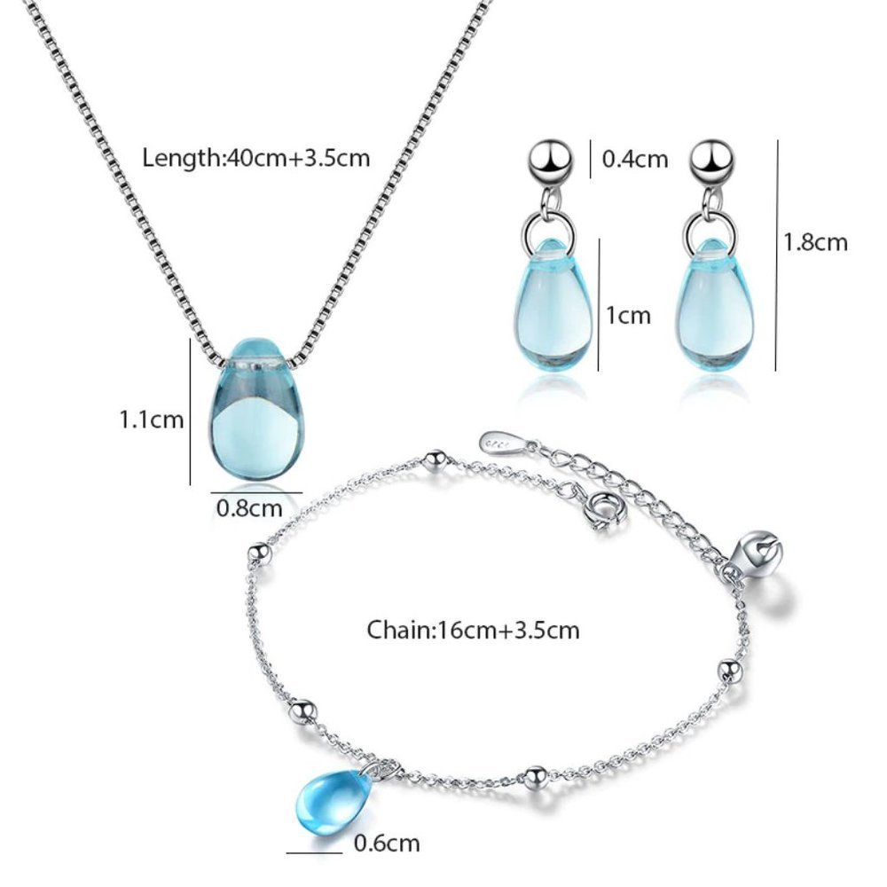 [Set of 3] NEW Silver Simple Blue Water Set - Picture 4 of 5